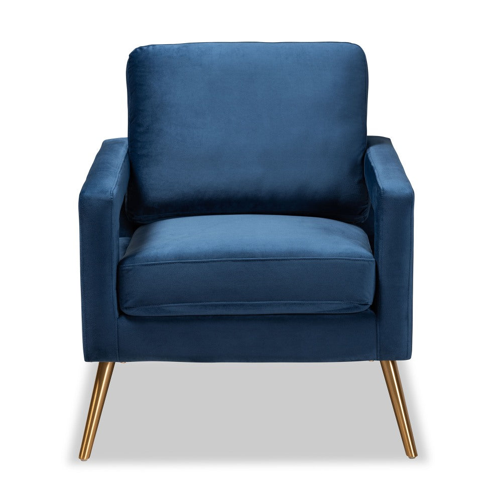 Baxton Studio Leland Armchair, Navy Blue/Gold