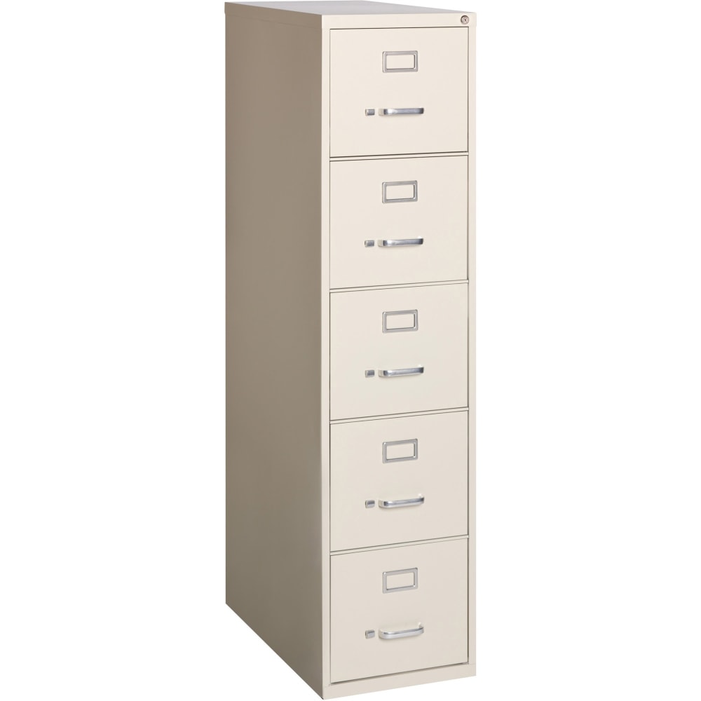 Lorell Fortress 26-1/2inD Vertical 5-Drawer Letter-Size File Cabinet, Putty