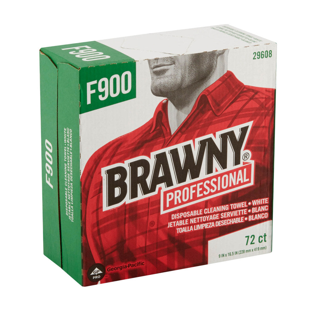 Brawny Professional by GP PRO FLAX 900 Heavy-Duty 1-Ply Wipers, 9in x 16in, White, Box Of 72