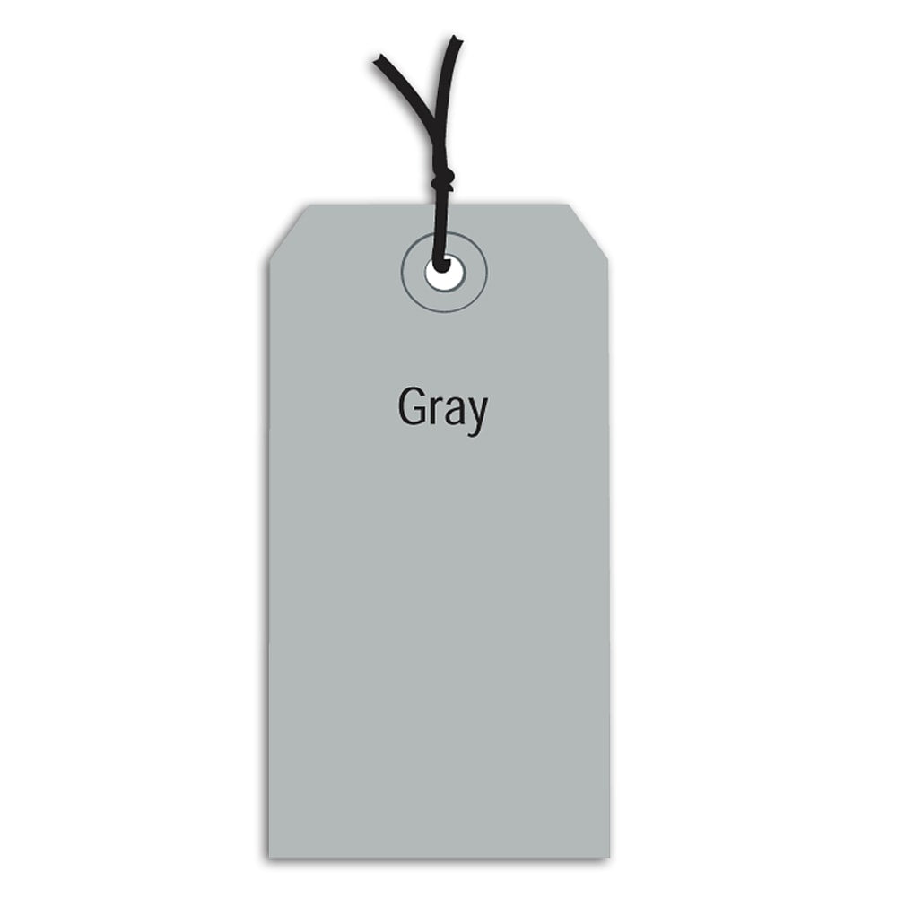 Partners Brand Prestrung Color Shipping Tags, #6, 5 1/4in x 2 5/8in, Gray, Box Of 1,000