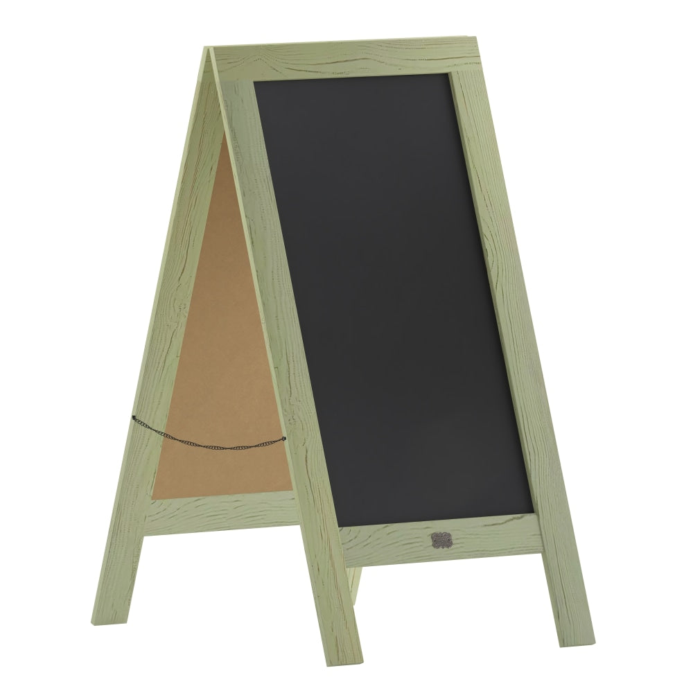 Flash Furniture Canterbury Vintage Wooden A-Frame Magnetic Indoor/Outdoor Chalkboard Sign, Porcelain Steel, 40in x 20in, Rustic Green Frame