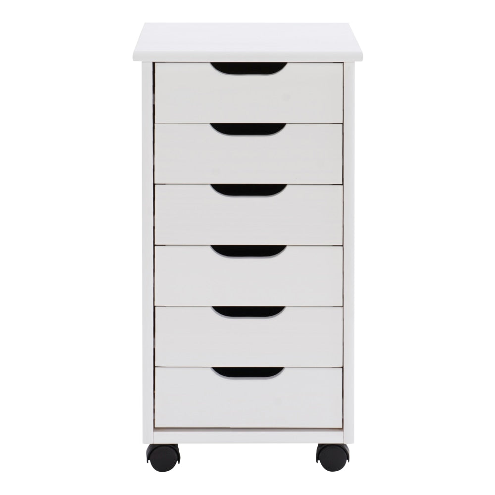 LinonCasimer 6-Drawer Rolling Home Office Storage Cart, White