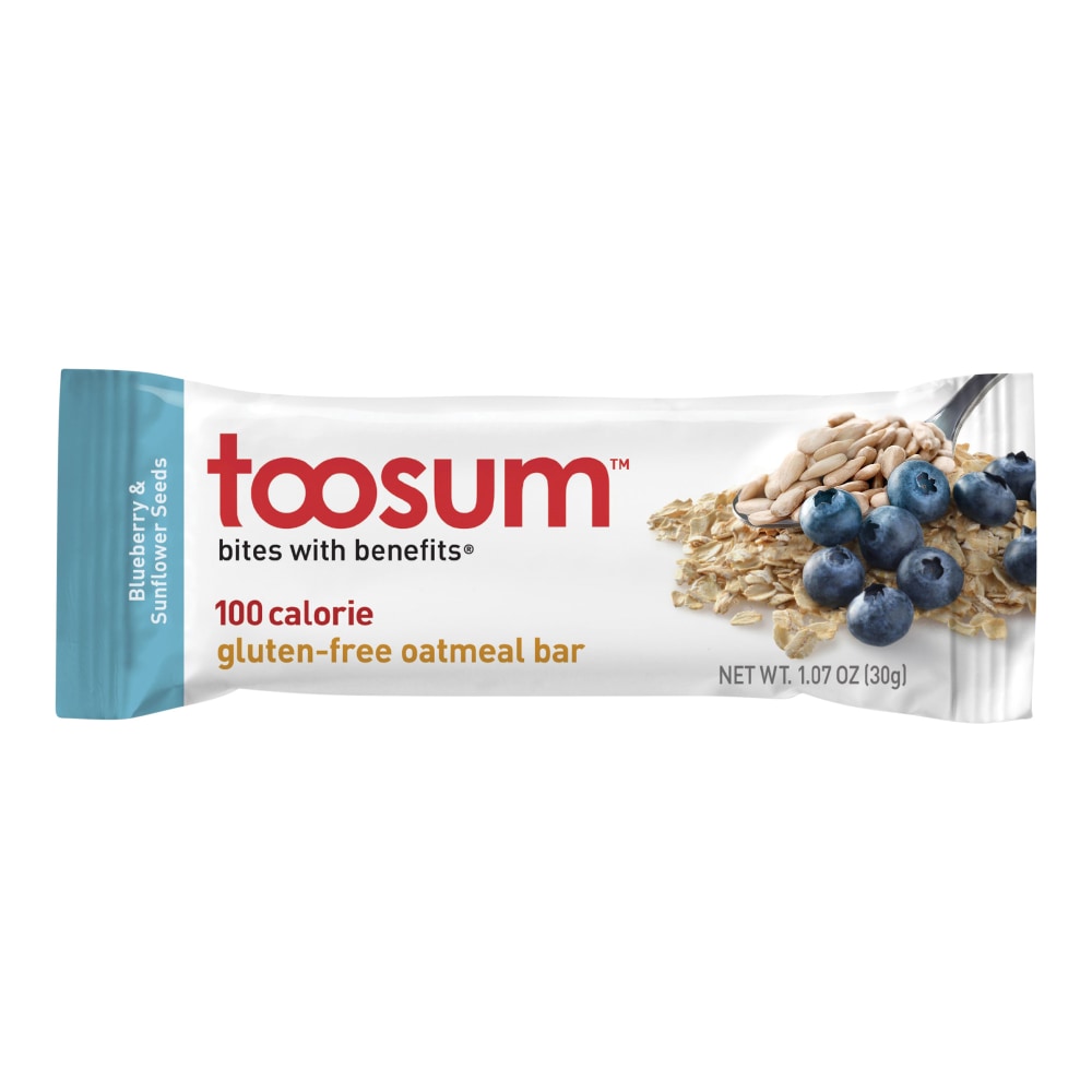 Toosum Healthy Foods Oatmeal Bars, Blueberry, 1.07 Oz, Pack Of 60 Bars