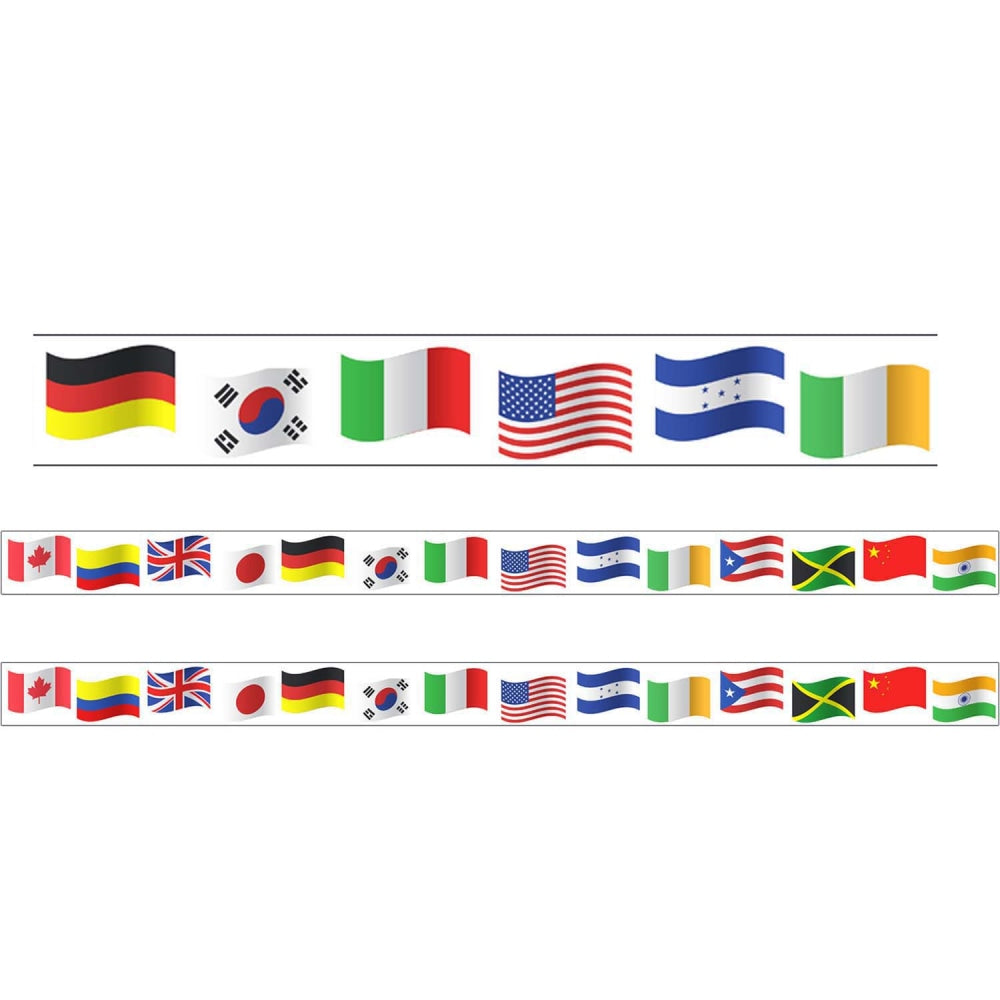 Charles Leonard Rectangle Cut Borders/Trims, World Flags, 24' Per Pack, Set Of 2 Packs