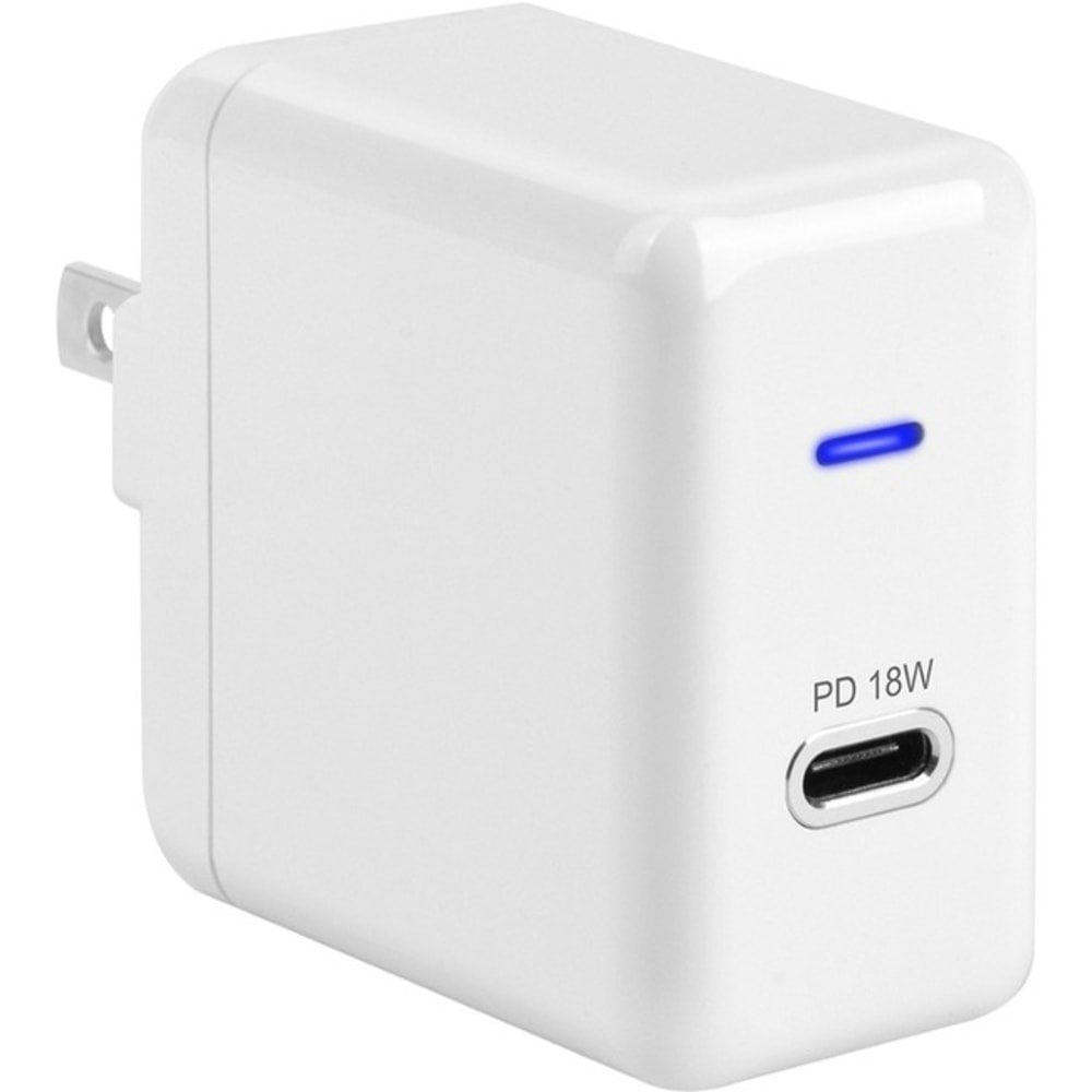 4XEM USB-C 18W Wall Charger - 1 Pack - 18 W - 120 V AC, 230 V AC Input - 5 V DC/3 A, 12 V DC, 3.6 V DC, 9 V DC Output - White