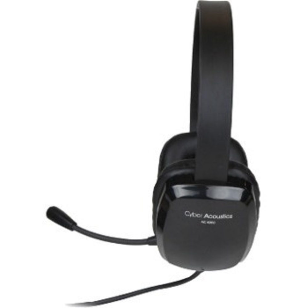 Cyber Acoustics Stereo Headset w/ Single Plug - Stereo - Mini-phone (3.5mm) - Wired - 20 Hz - 20 kHz - Over-the-head - Binaural - Circumaural - 6 ft Cable - Noise Cancelling, Uni-directional Microphone - Noise Canceling