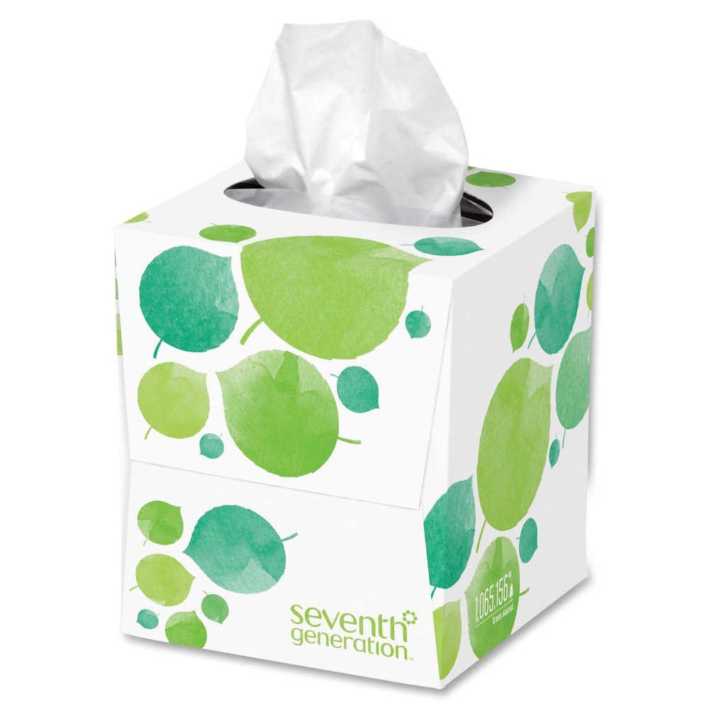 Seventh Generation 2-Ply Facial Tissues, 100% Recycled, White, 85 Tissues Per Box, Case Of 36 Boxes