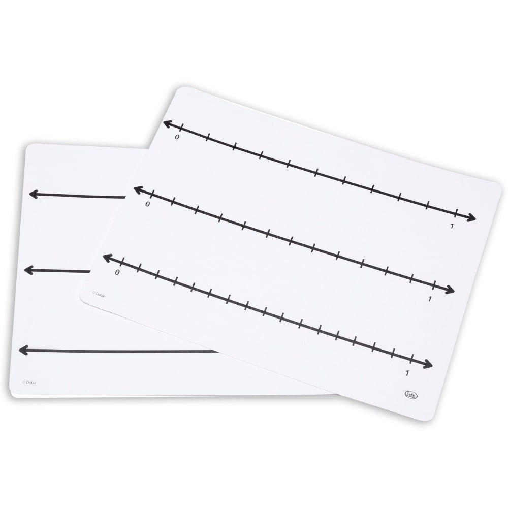 Didax Write-On/Wipe-Off Fraction Number Line Mats, 9in x 12in, White, Grades 3-5, Pack Of 10 Mats