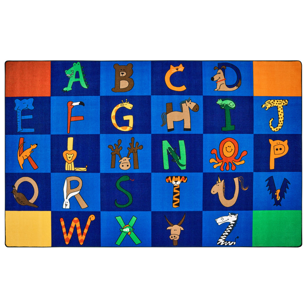 Carpets for Kids Premium Collection A to Z Animals Classroom Rug, 7ft6in x 12ft, Blue