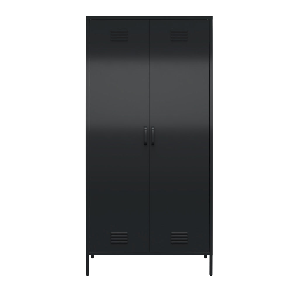 Ameriwood Home Mission District Tall 2-Door Metal Locker Cabinet, 72-7/8inH x 35-7/16inW x 15-3/4inD, Black