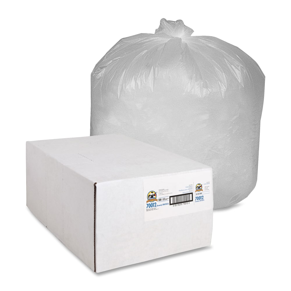 Genuine Joe Economy High Density Can Liners, 31-33 Gallon, Translucent, Carton Of 500