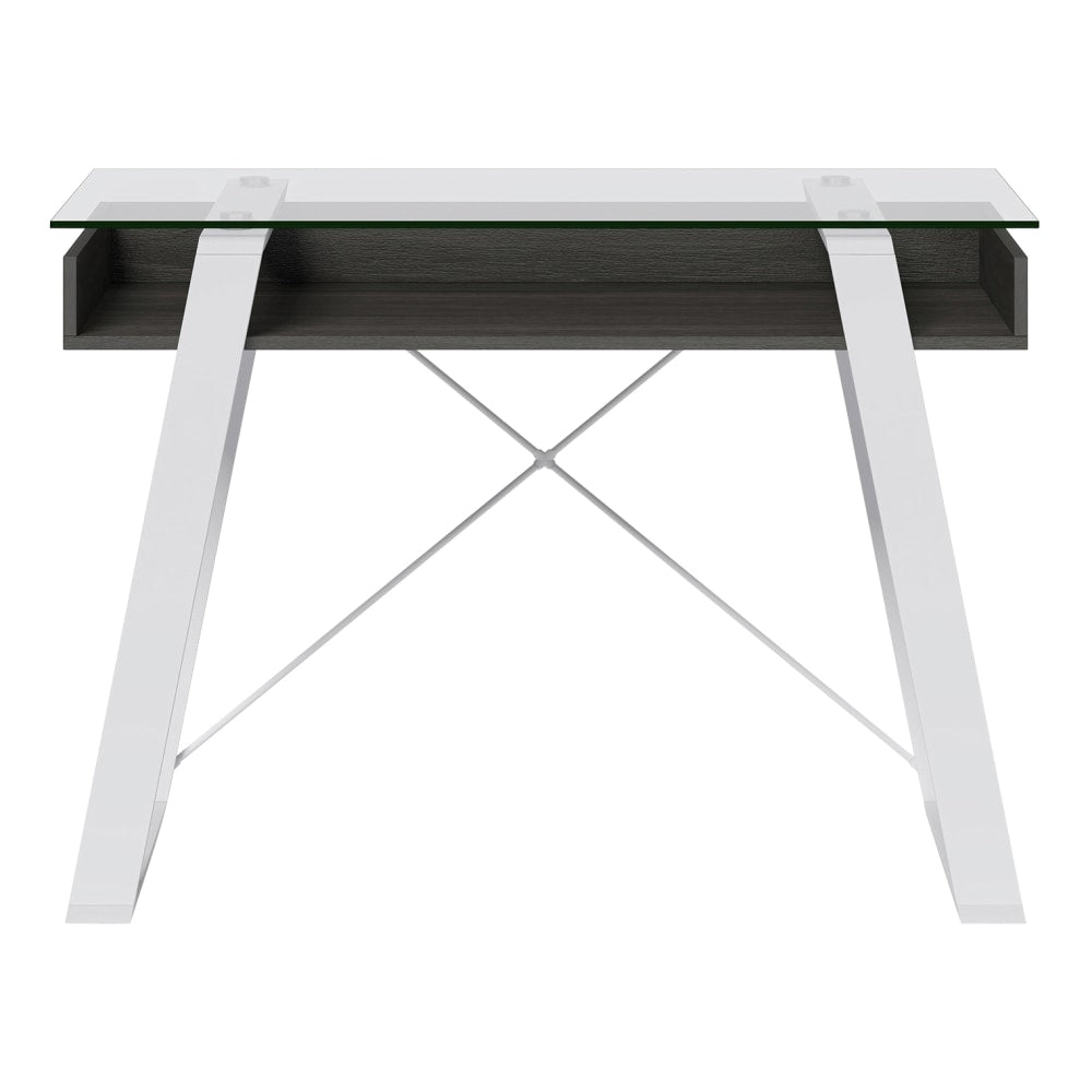 Elle Decor Lara 42inW Writing Desk, Cool Gray/Snow White