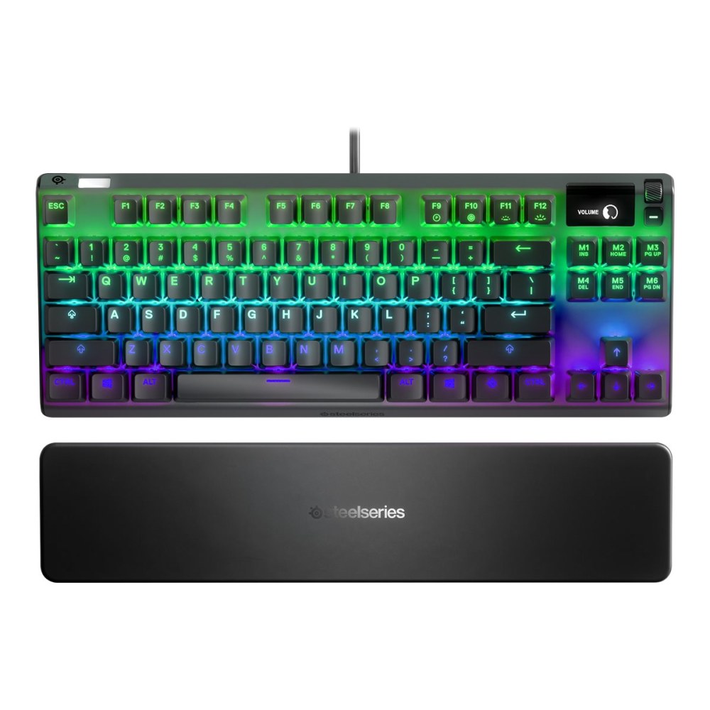 SteelSeries Apex 7 TKL - Keyboard - with display - backlit - USB - US - key switch: SteelSeries QX2 blue