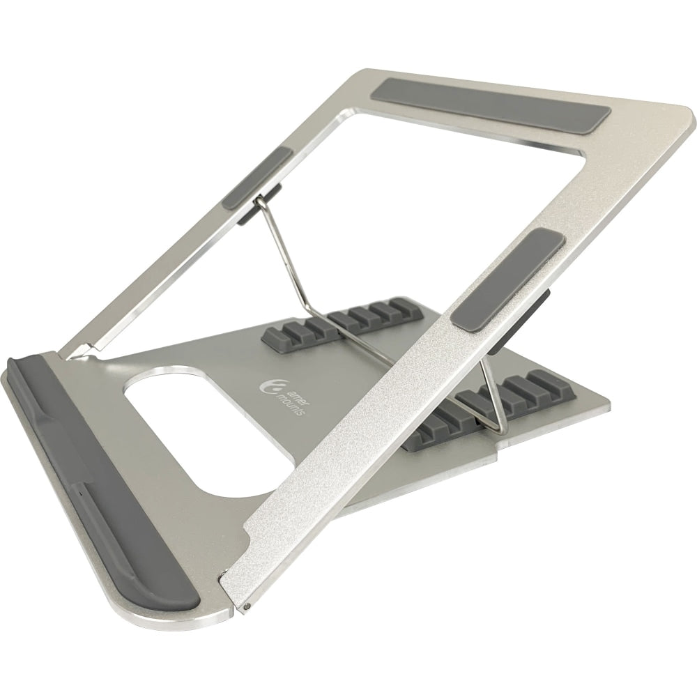 Amer Mounts AMRNS01 Foldable Laptop Tablet Stand - Upto 15.6in Screen Size Notebook, Tablet Support - Aluminum Alloy - Silver