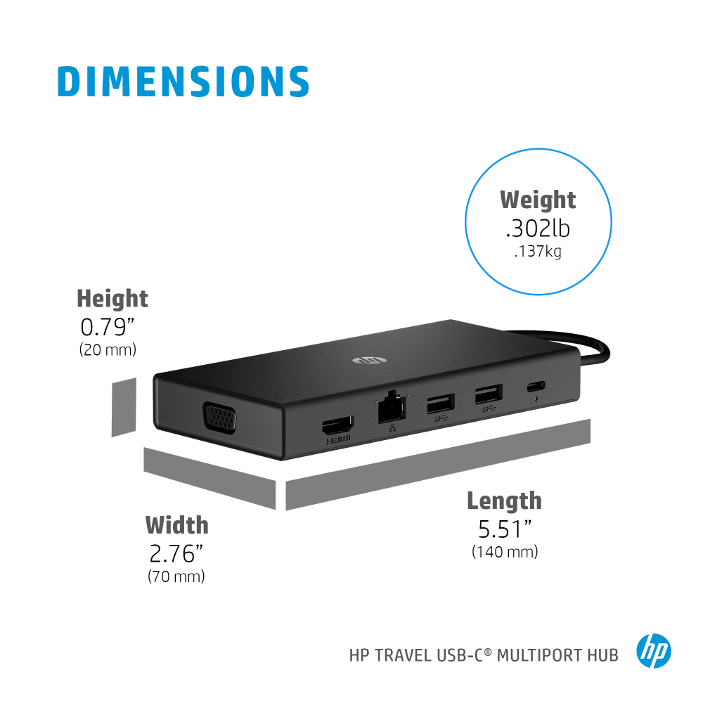 HP Travel USB-C Multi-Port Hub, 6346519