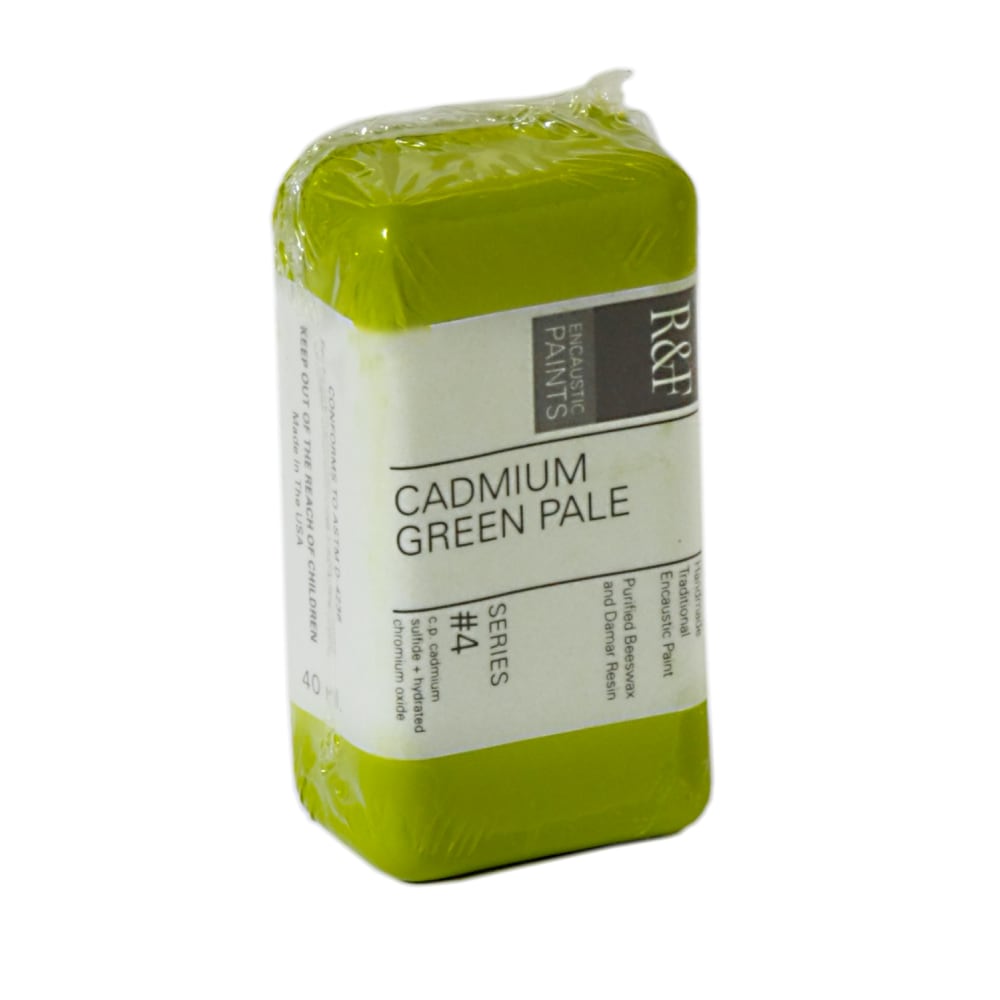 R & F Handmade Paints Encaustic Paint Cakes, 40 mL, Cadmium Green Pale, Pack Of 2