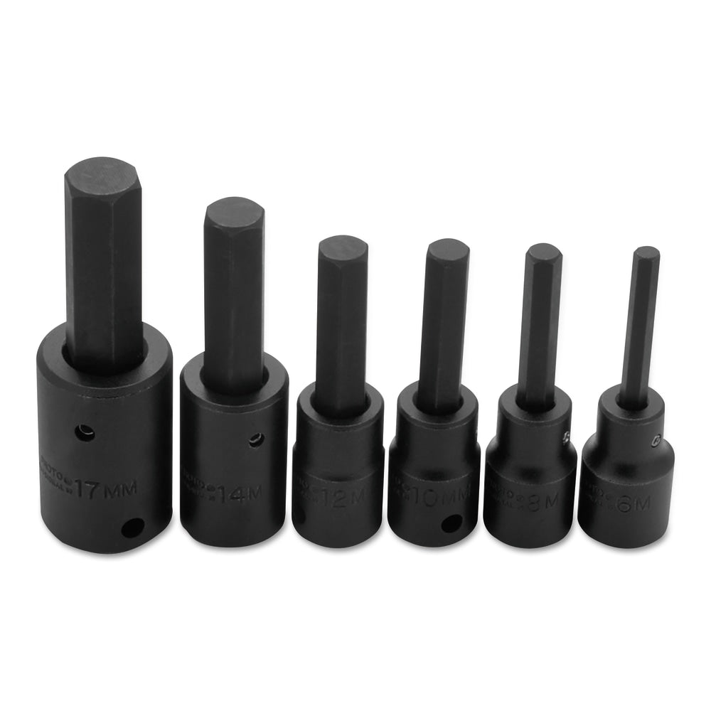 PROTO 6-Piece Torqueplus Metric Hex Bit Impact Socket Set, 1/2in Drive