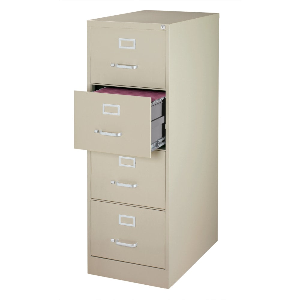 WorkPro 26-1/2inD Vertical 4-Drawer Legal-Size File Cabinet, Putty