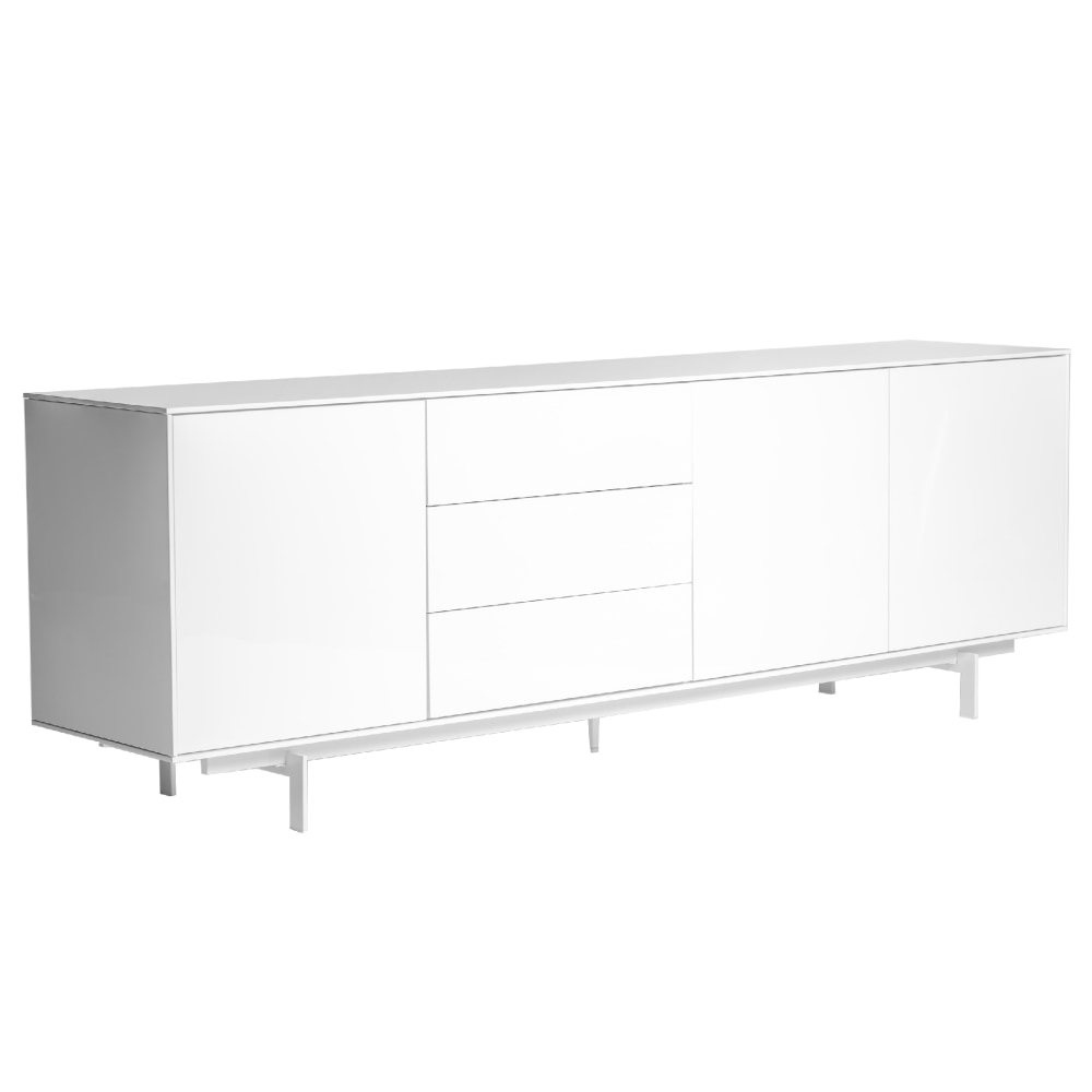 Eurostyle Birmingham 84inW Sideboard, High Gloss White