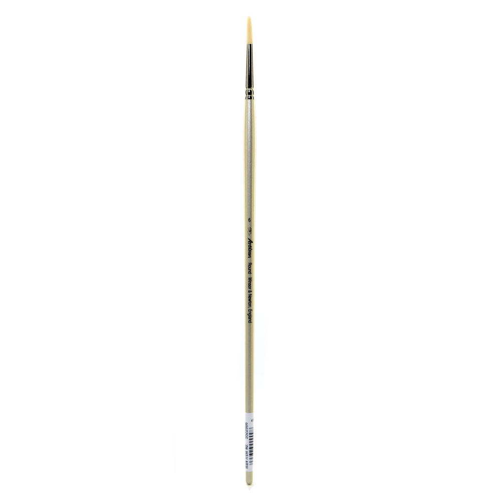 Winsor & Newton Artisan Series Paint Brush, Size 6, Round Bristle, Synthetic, Silver