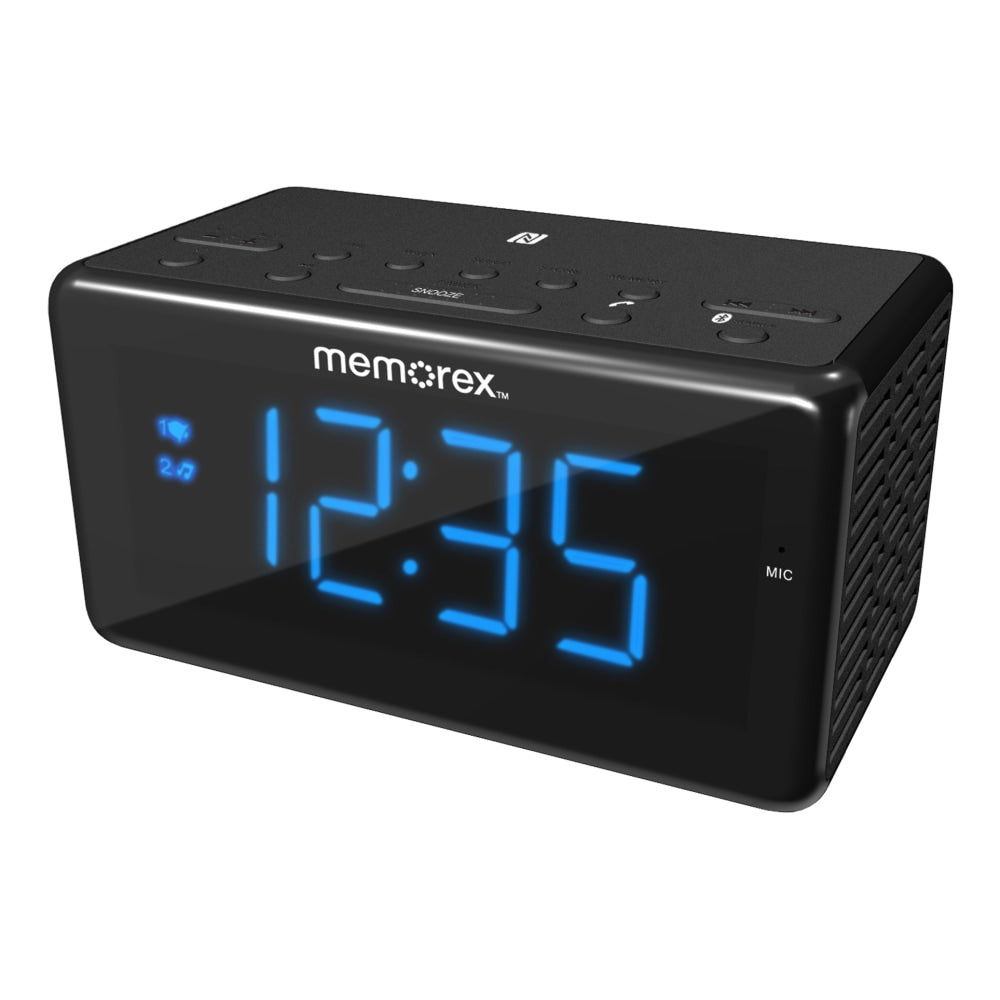 Memorex Bluetooth Clock Radio, 3-5/16inH x 3-1/16inH x 6-1/8inD, Black