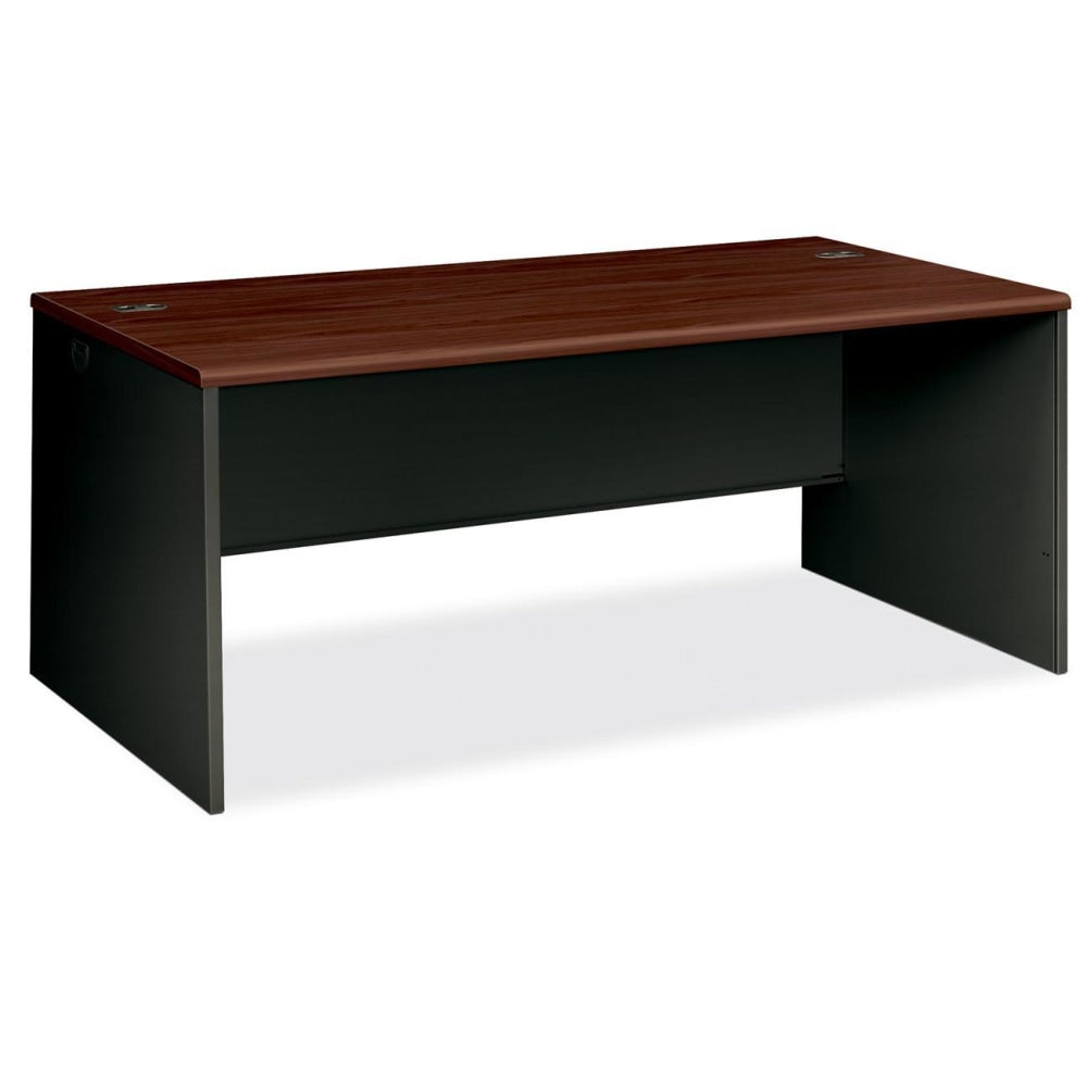 HON 38000 Modular 72inW Computer Desk Shell, Mahogany/Charcoal