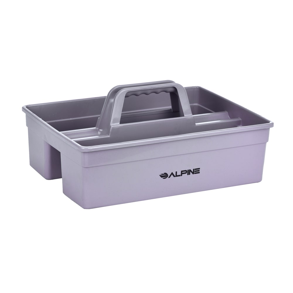 Alpine Plastic Cleaning Caddies, Small 3-Compartment, Gray, Pack Of 4 Caddies