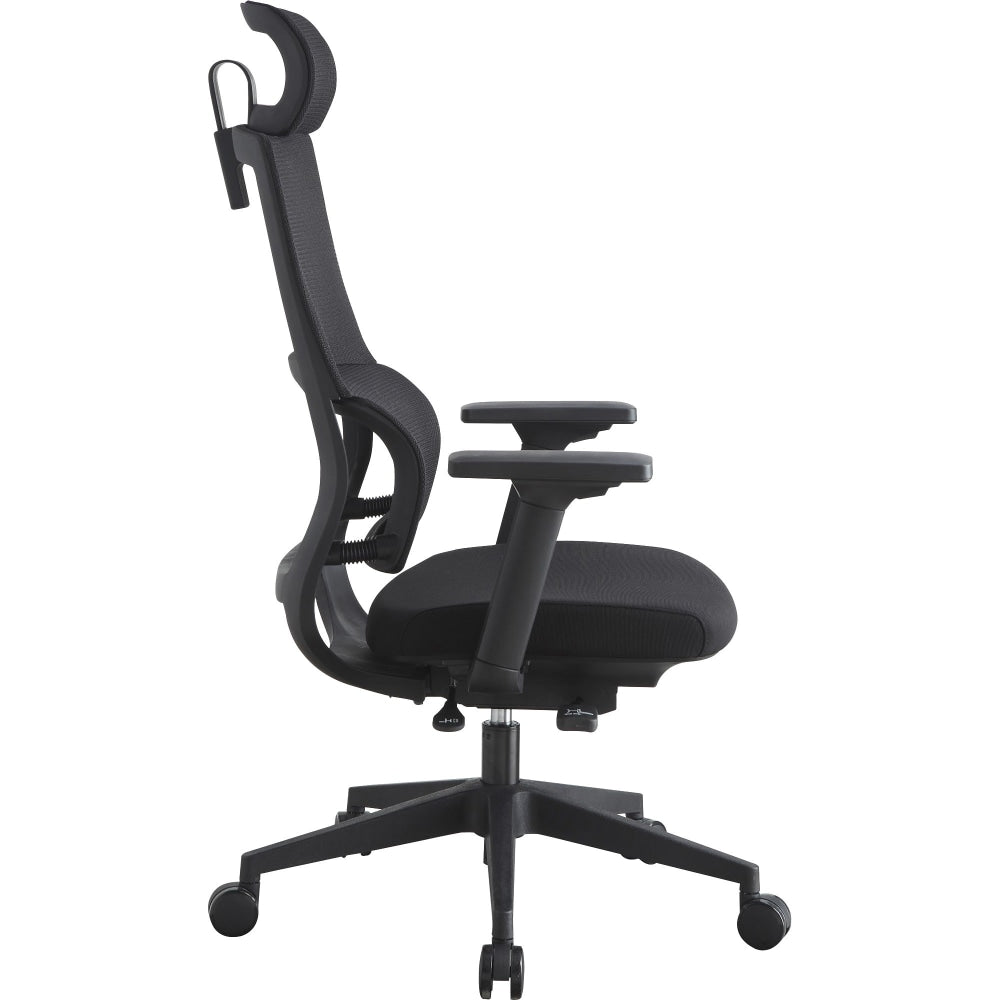 Lorell Ergonomic Mesh High-Back Chair With Headrest, Black