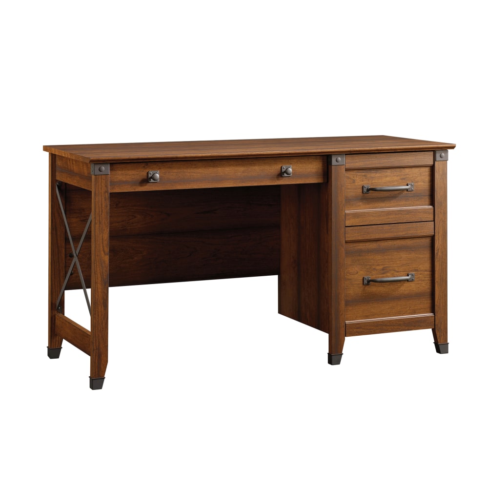 Sauder Carson Forge 54inW Computer Desk, Washington Cherry