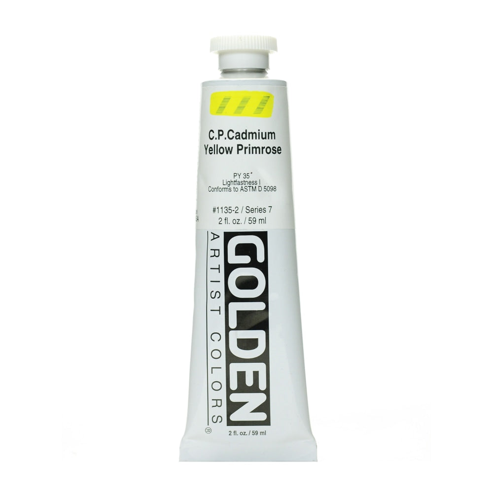 Golden Heavy Body Acrylic Paint, 2 Oz, Cadmium Yellow Primrose (CP)