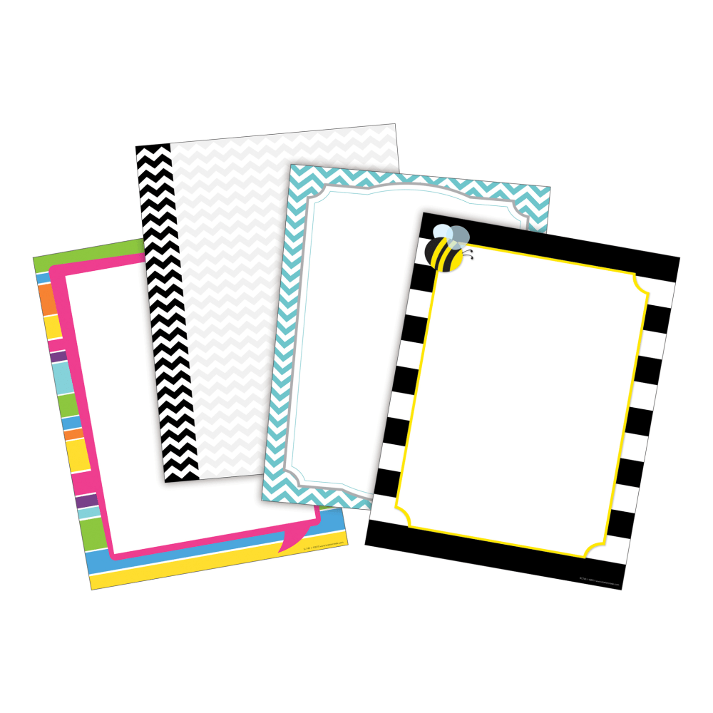 Barker Creek 4-Design Computer Paper Set, Letter Paper Size, Chevron & Stripes, 200 Sheets