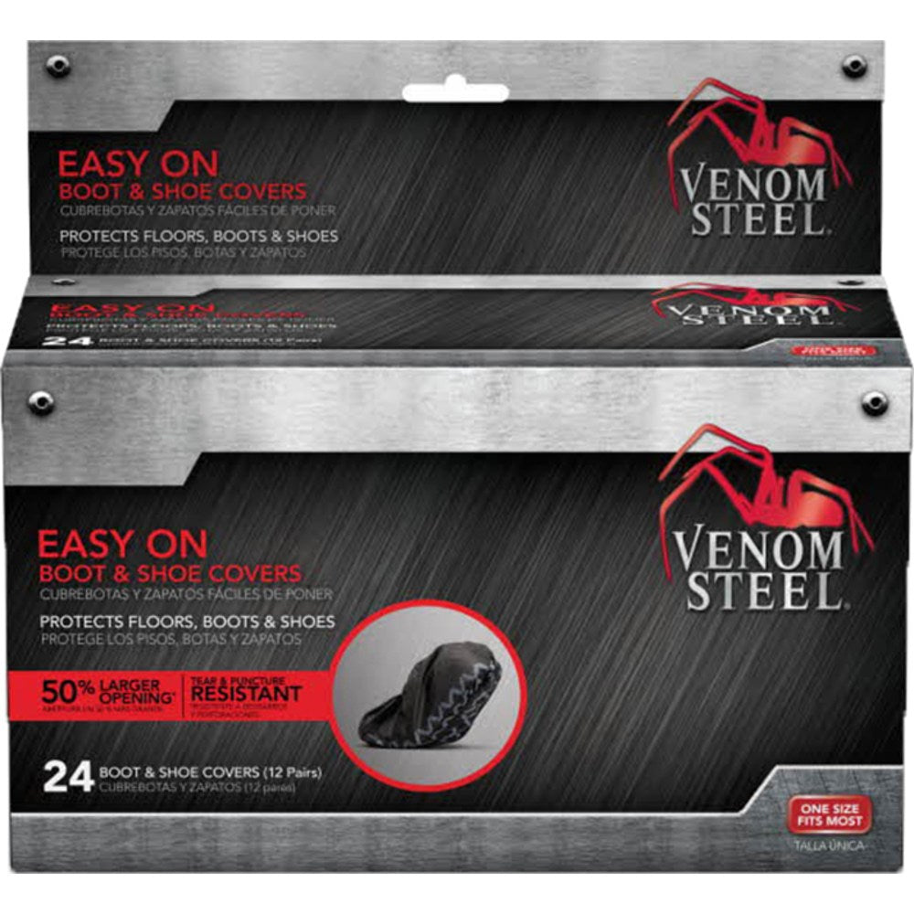 Medline Venom Steel Boot & Shoe Covers, Black, Pack Of 24 Covers