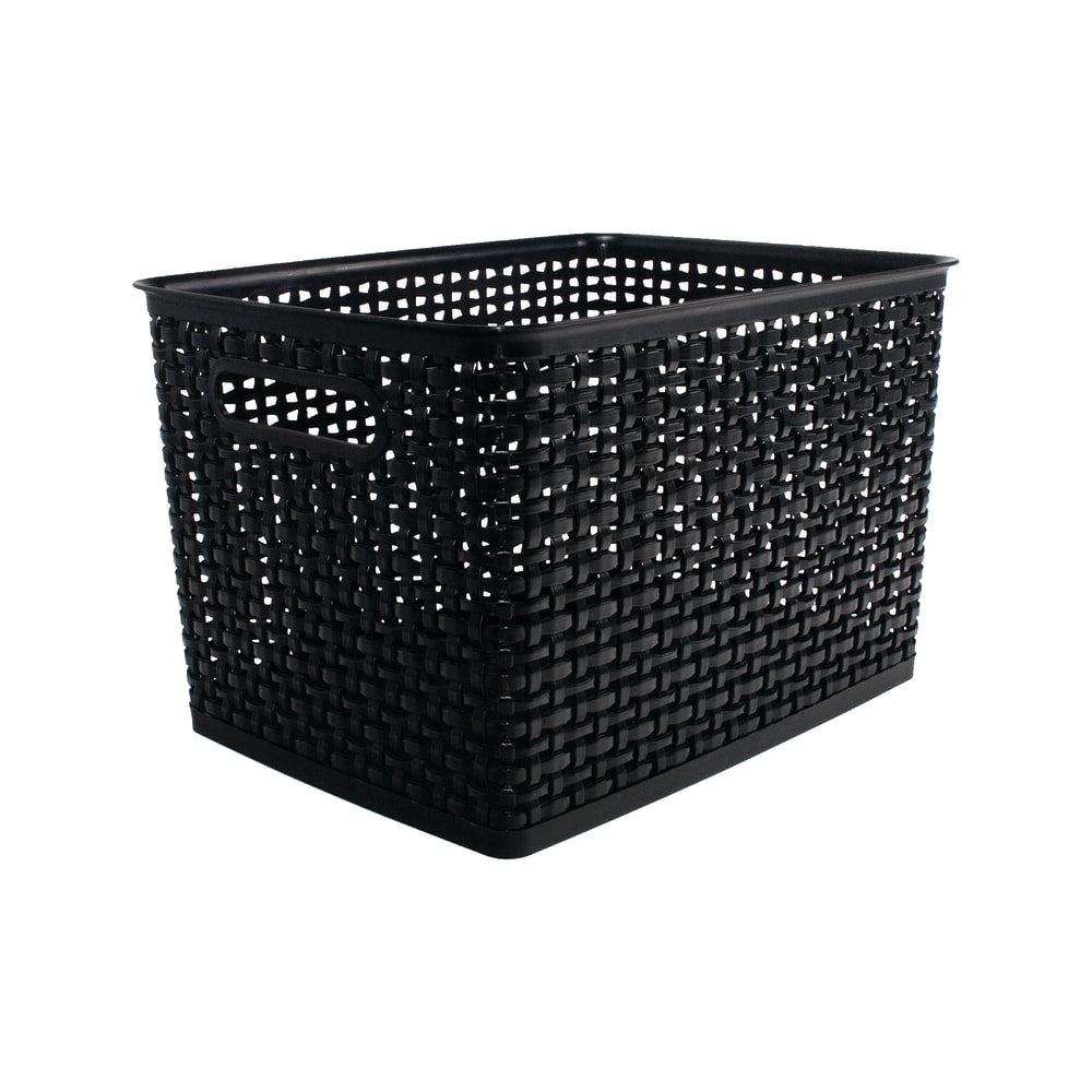 Realspace Plastic Weave Bin, Large Size, Black