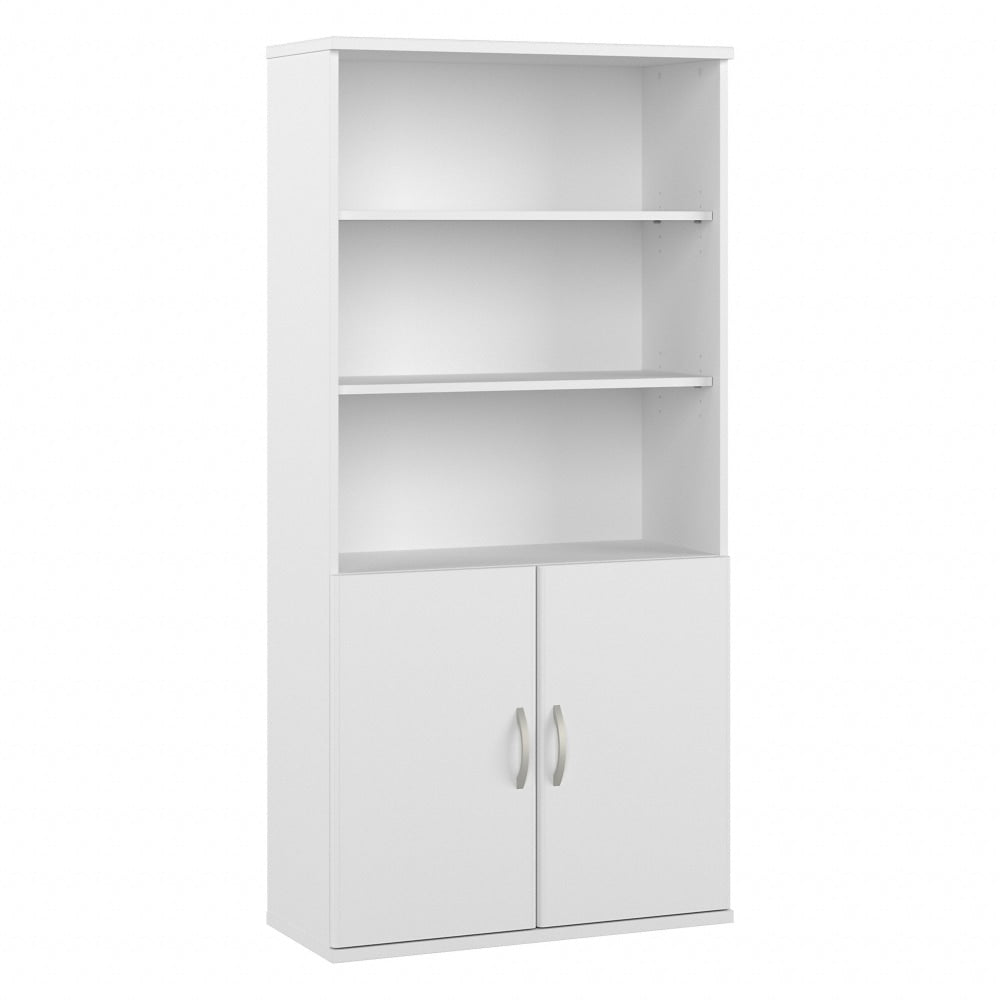 Bush Business Furniture Studio A 73inH 5-Shelf Bookcase With Doors, White, Standard Delivery