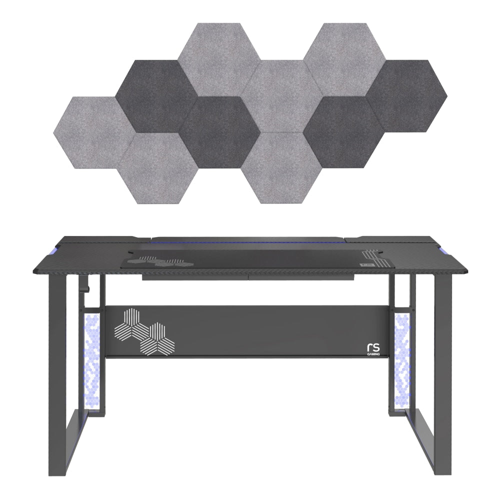 RS Gaming Mergence 60inW RGB Gaming Computer Desk With 10 Acoustic Panels, Black