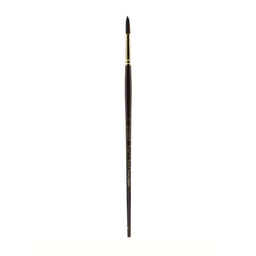 Winsor & Newton Galeria Long-Handle Paint Brush, Size 12, Round Bristle, Polyester, Burgundy