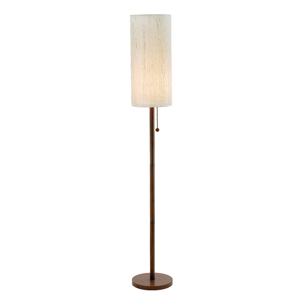 Adesso Hamptons Floor Lamp, 65inH, Beige Shade/Walnut Base