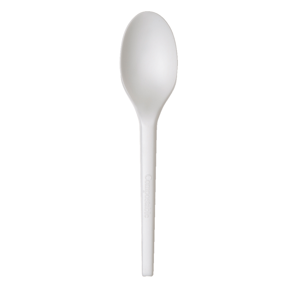 Highmark ECO Compostable Spoons, 6-1/2in, White, Pack Of 1,000