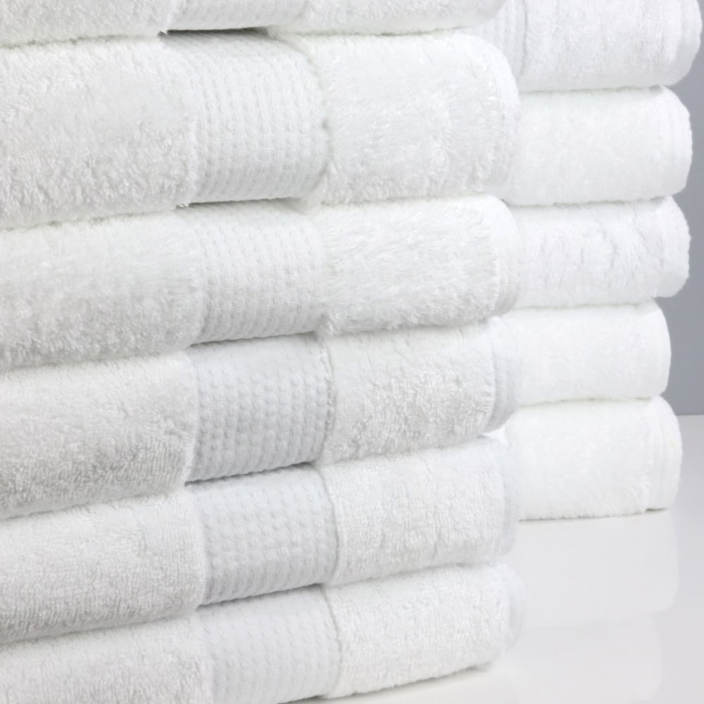 1888 Mills Lotus Egyptian Cotton Extra-Long Bath Towels, 27in x 58in, White, Pack Of 24 Bath Towels