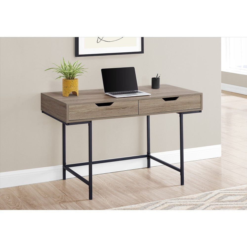 Monarch Specialties Pollard 48inW Computer Desk, Dark Taupe Wood/Black