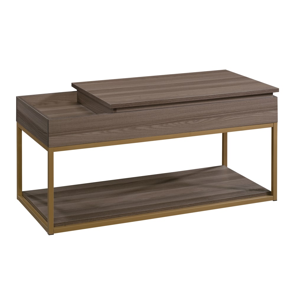 Sauder International Lux Lift-Top Coffee Table, Rectangular, Diamond Ash/Satin Gold