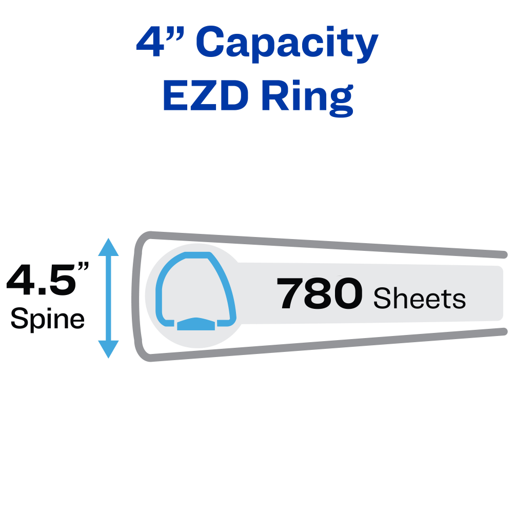 Avery Heavy-Duty View 3 Ring Binder, 4in One Touch EZD Rings, Black, 1 Binder