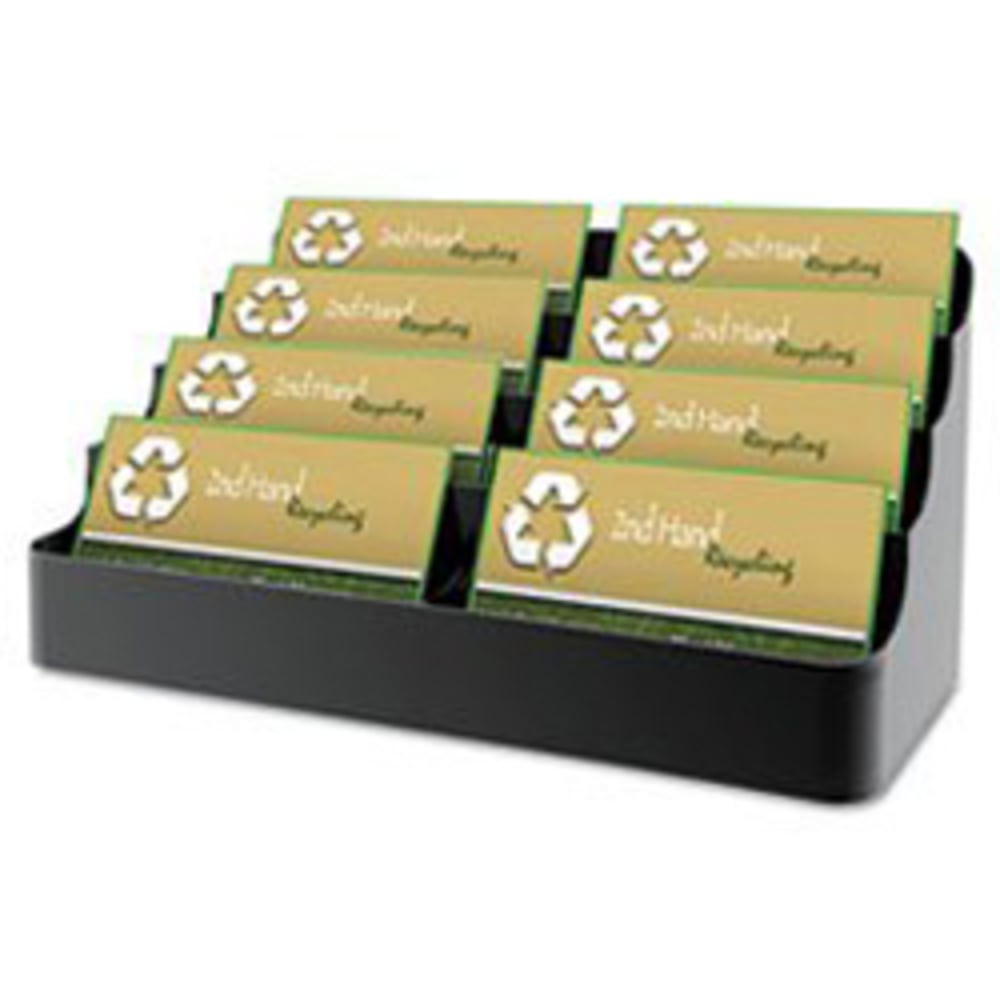 Deflecto 8-Compartment Business Card Holder, 3 7/8inH x 7 7/8inW x 3 5/8inD, Black