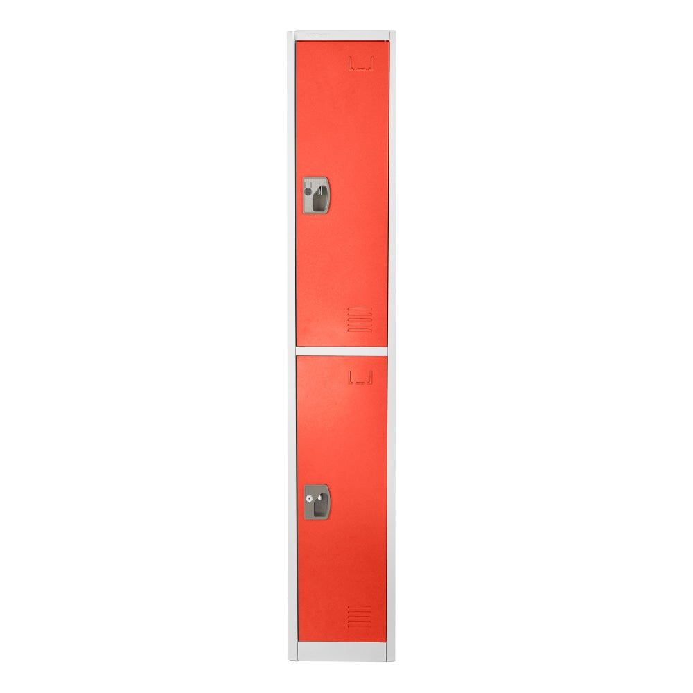 Alpine 2-Tier Steel Lockers, 72inH x 15inW x 15inD, Red, Set Of 2 Lockers