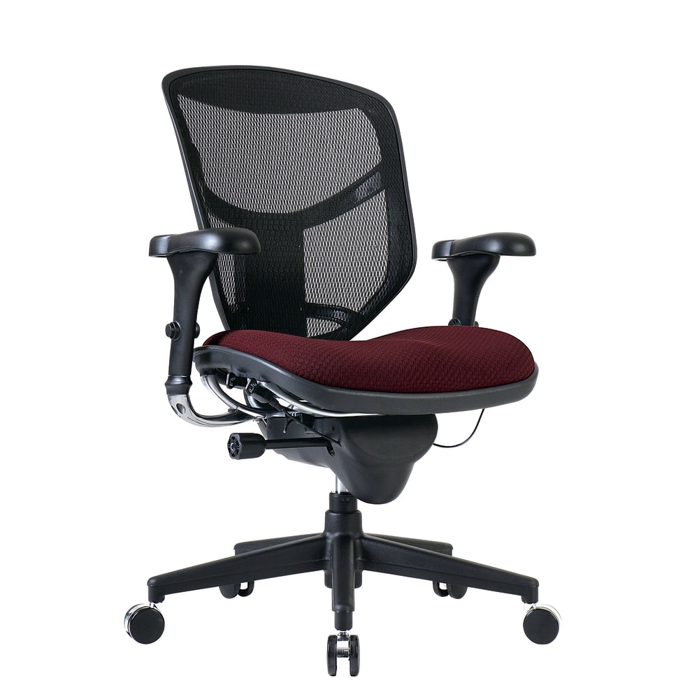 WorkPro Quantum 9000 Series Ergonomic Mesh/Premium Fabric Mid-Back Chair, Black/Burgundy, BIFMA Compliant