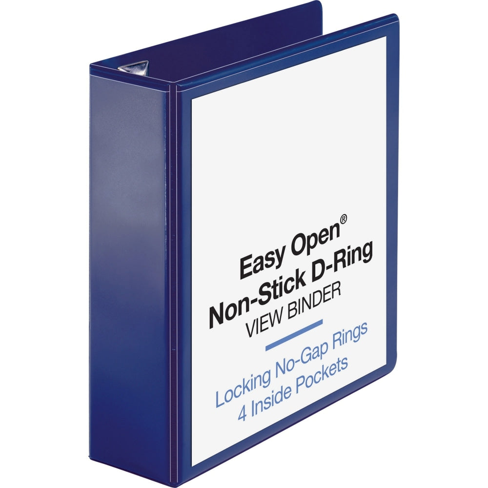 Sparco Easy-Open Nonstick View 3-Ring Binder, 3in D-Rings, Navy