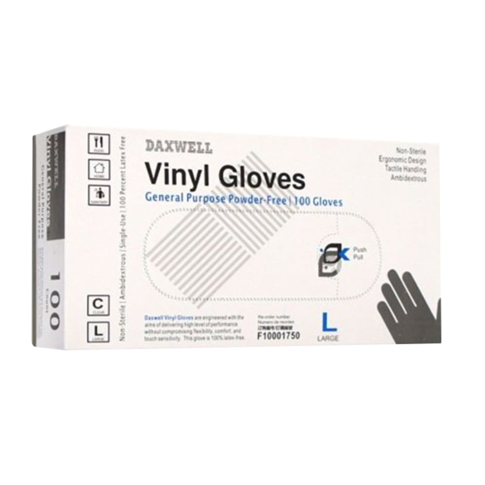 Powder-Free Vinyl Gloves, Large, Box Of 100