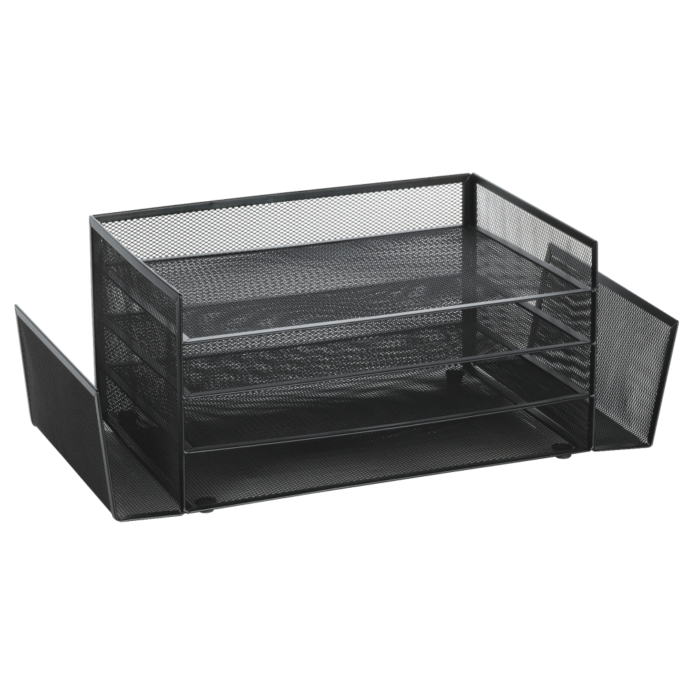 Office Depot Brand Mesh 4-Shelf 2-Sided Desk Sorter, Black