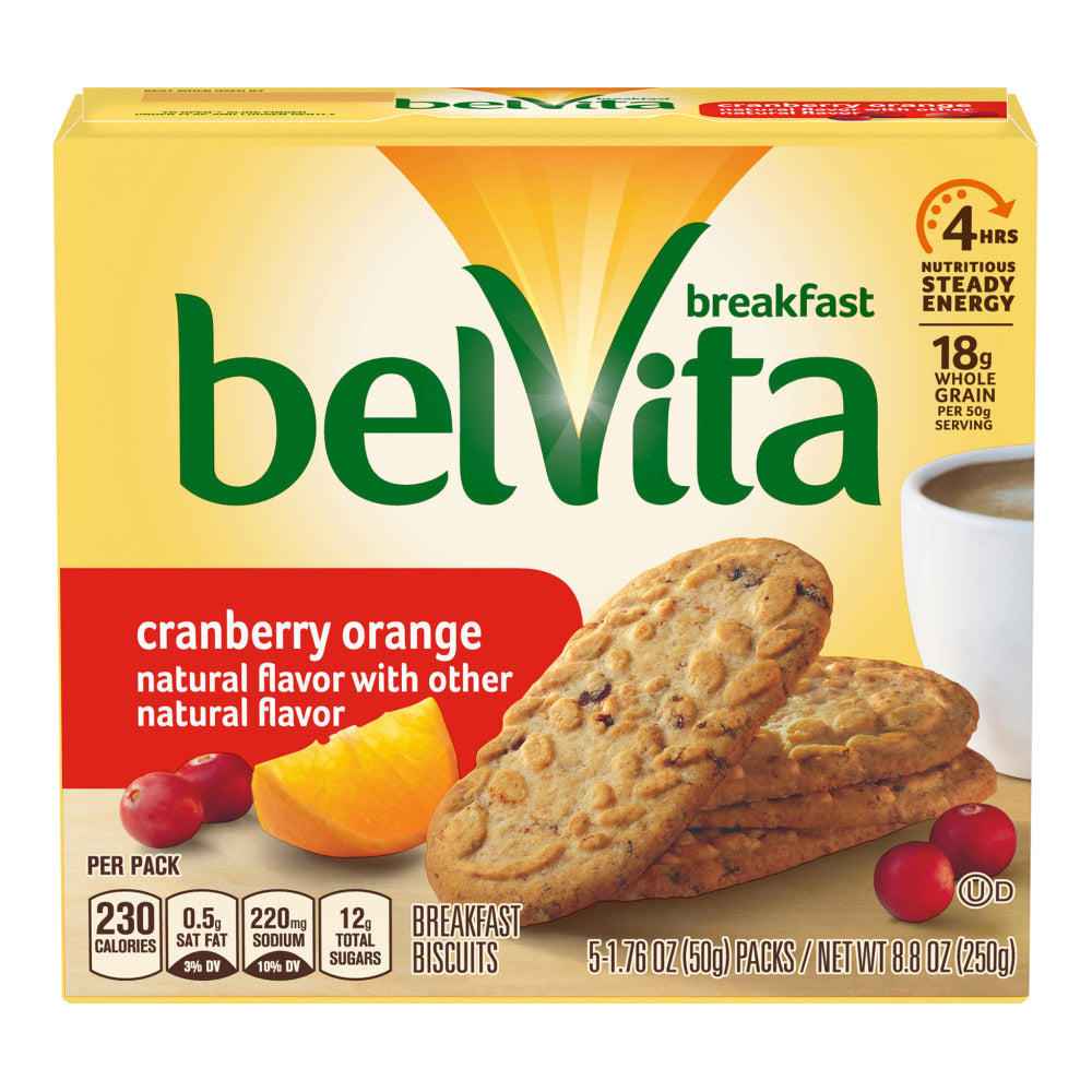 BELVITA Breakfast Biscuits Cranberry Orange, 5 Count, 6 Pack