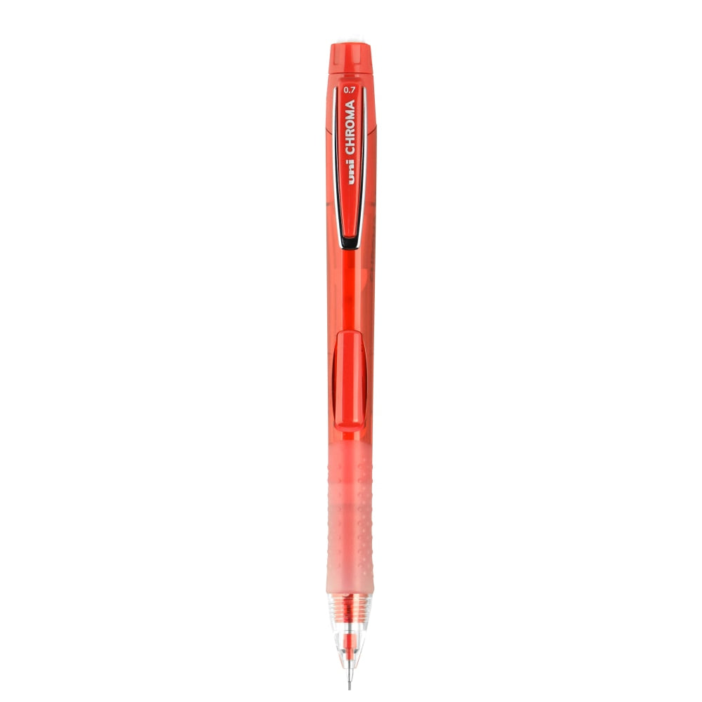 uni-ball Chroma Auto-Advancing Mechanical Pencils With Hexagonal Twist Eraser, 0.7 mm, Red Barrel, Pack Of 12 Pencils